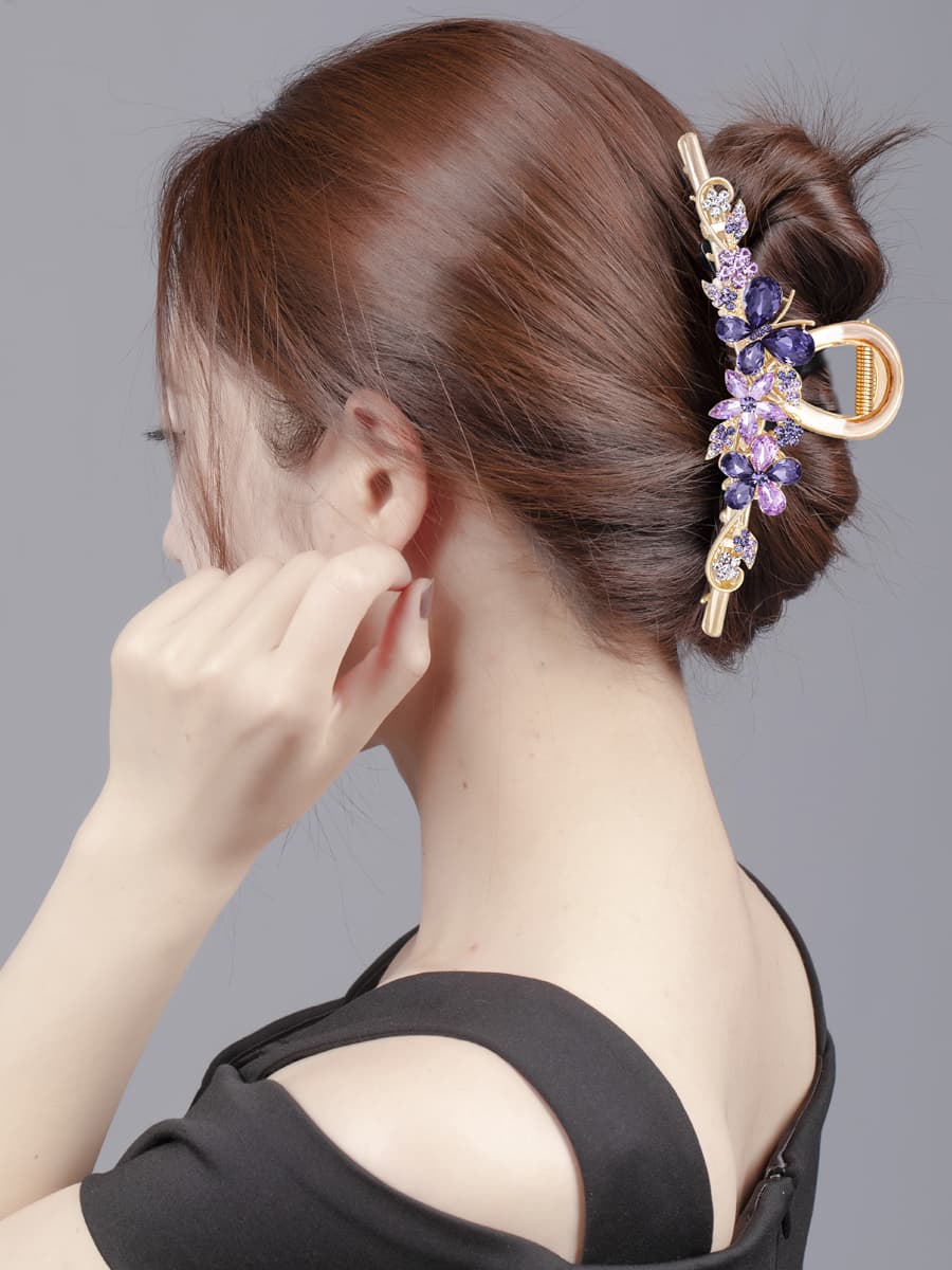 ヘアアクセサリー バレッタ 華やか花びら輝き 上品バレッタ