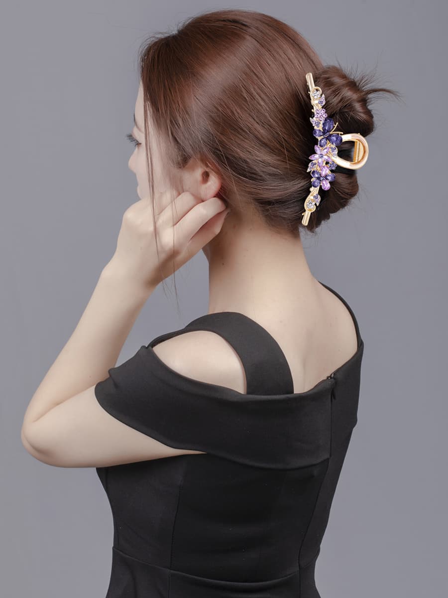 ヘアアクセサリー バレッタ 華やか花びら輝き 上品バレッタ
