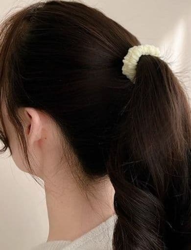 ヘアアクセサリー シュシュ 髪をやさしく包むもこもこ編み目シュシュ 
