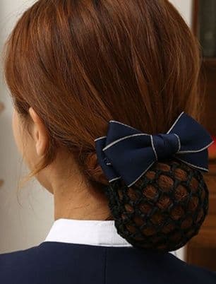 ヘアアクセサリー シュシュ 上品リボン付きシニヨンネット