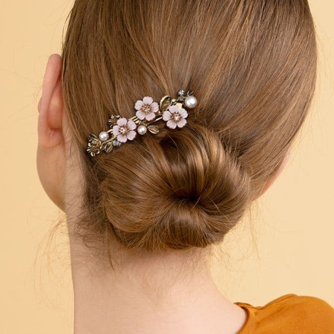 ヘアアクセサリー バレッタ 花園の調べ 真珠飾りバレッタ