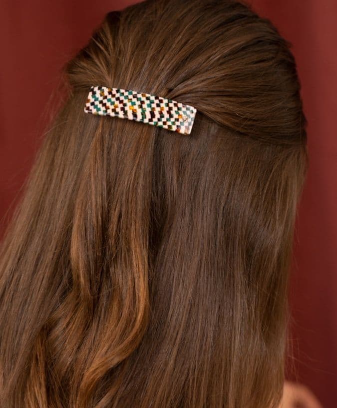 ヘアアクセサリー バレッタ 市松模様の洗練バレッタ