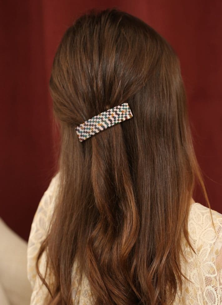 ヘアアクセサリー バレッタ 市松模様の洗練バレッタ