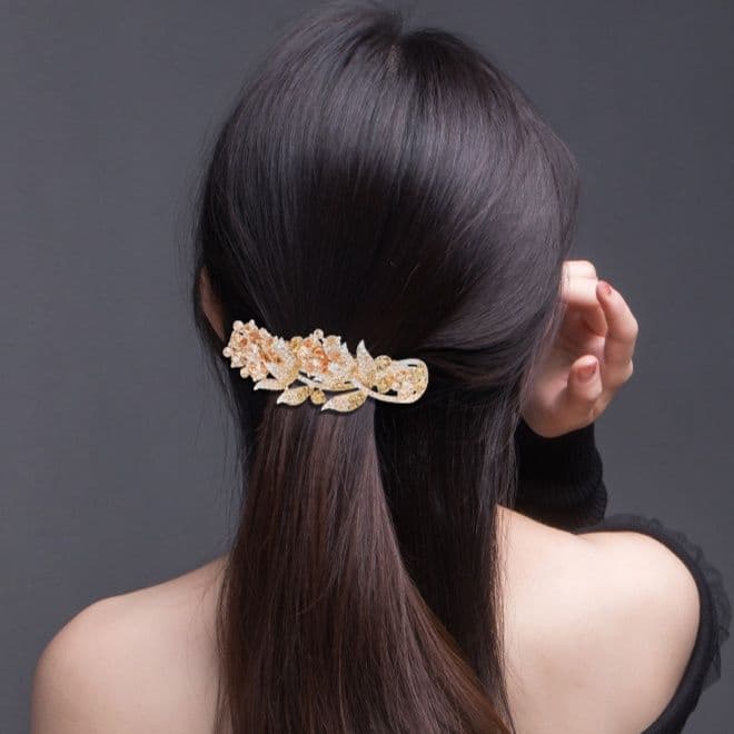 ヘアアクセサリー バレッタ 花霞の輝き バレッタ