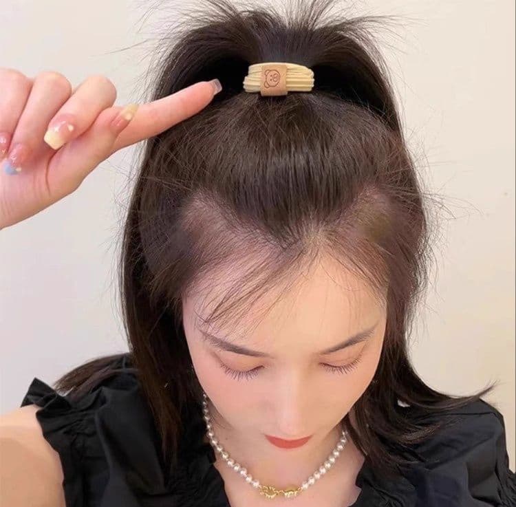 ヘアアクセサリー シュシュ 天然木製模様入りシュシュ