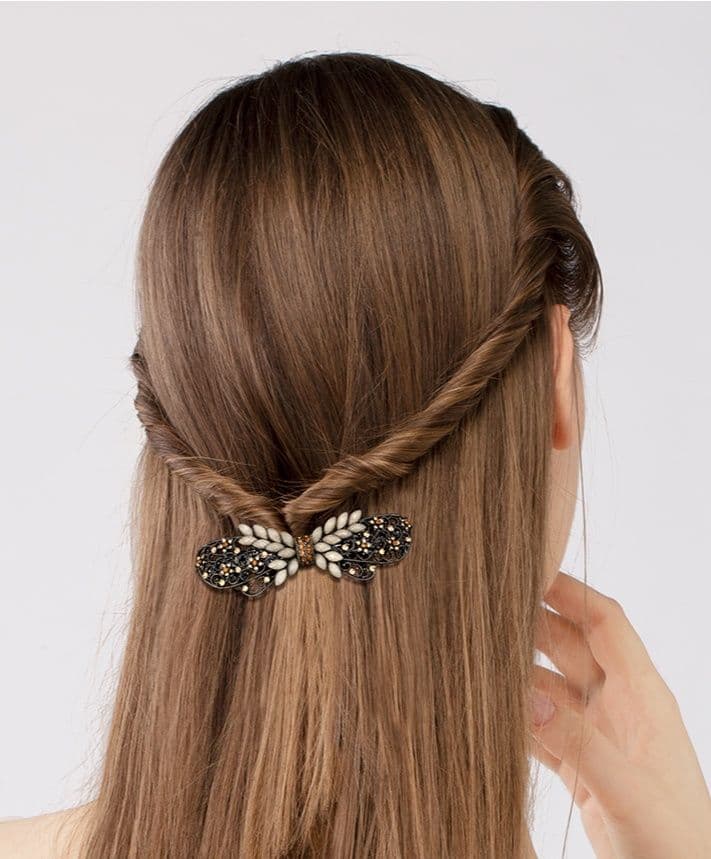 ヘアアクセサリー バレッタ 優雅な蝶々リーフバレッタ
