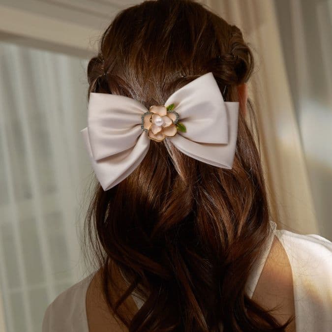 ヘアアクセサリー バレッタ 花園のささやき リボンバレッタ