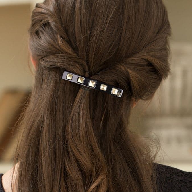 ヘアアクセサリー バレッタ 華麗な宝石スタッズバレッタ