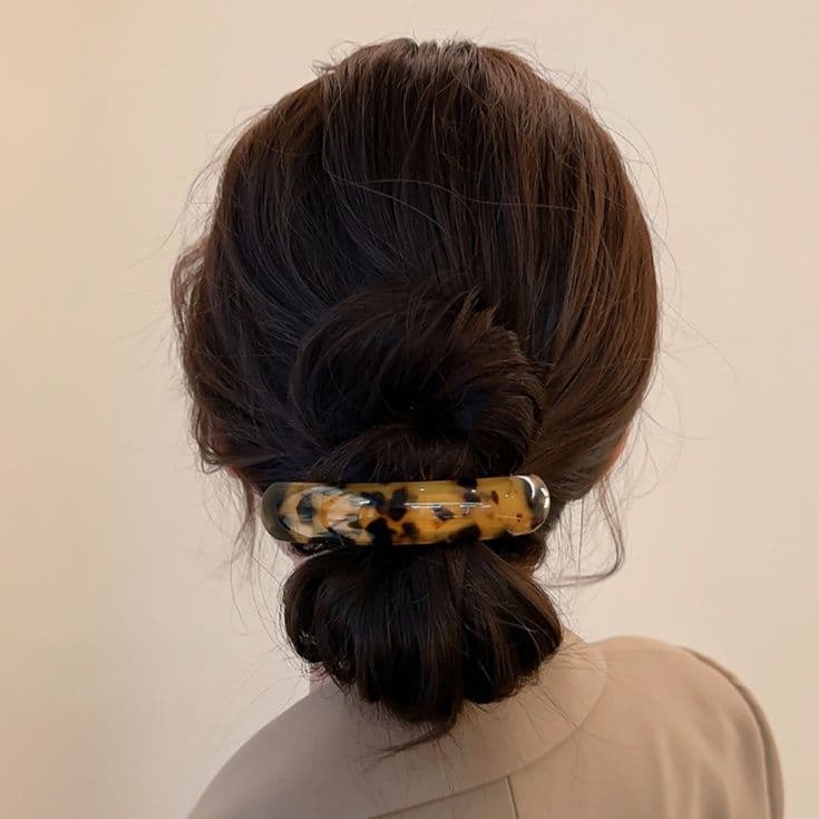 ヘアアクセサリー バレッタ 艶やか曲線オーバルバレッタ