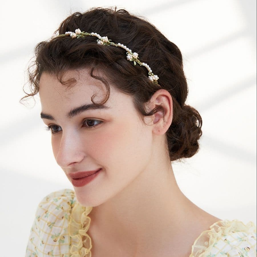 ヘアアクセサリー カチューシャ 花摘み乙女のパール細工カチューシャ