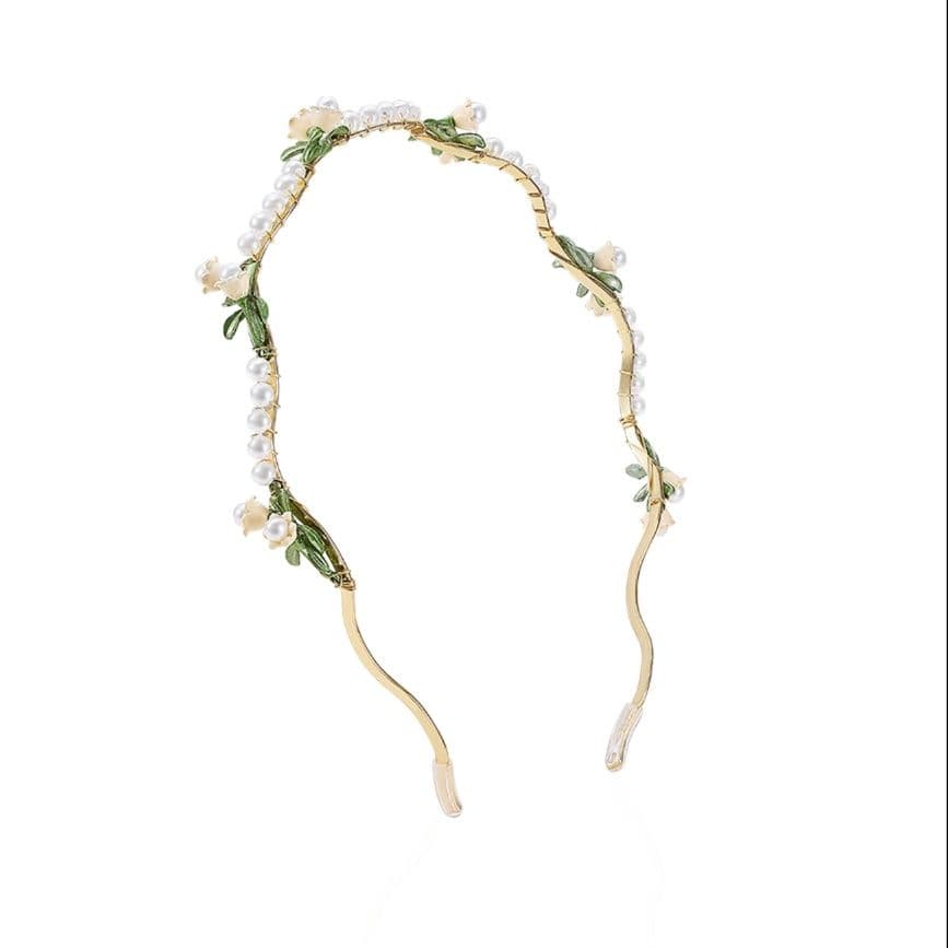 ヘアアクセサリー カチューシャ 花摘み乙女のパール細工カチューシャ