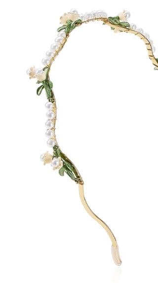 ヘアアクセサリー カチューシャ 花摘み乙女のパール細工カチューシャ