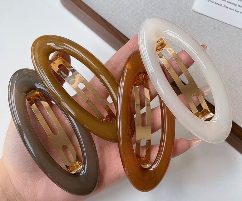 ヘアアクセサリー バレッタ 楕円形シンプルバレッタ
