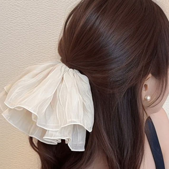 ヘアアクセサリー シュシュ ふんわりフリル