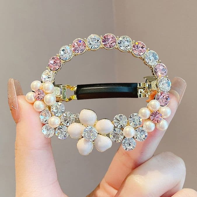 ヘアアクセサリー バレッタ 花園の輝き 丸型バレッタ