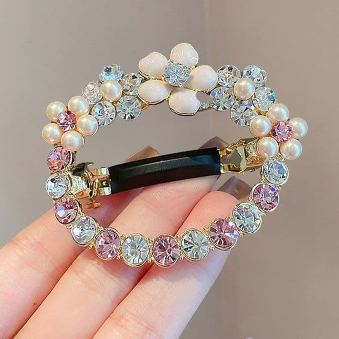 ヘアアクセサリー バレッタ 花園の輝き 丸型バレッタ
