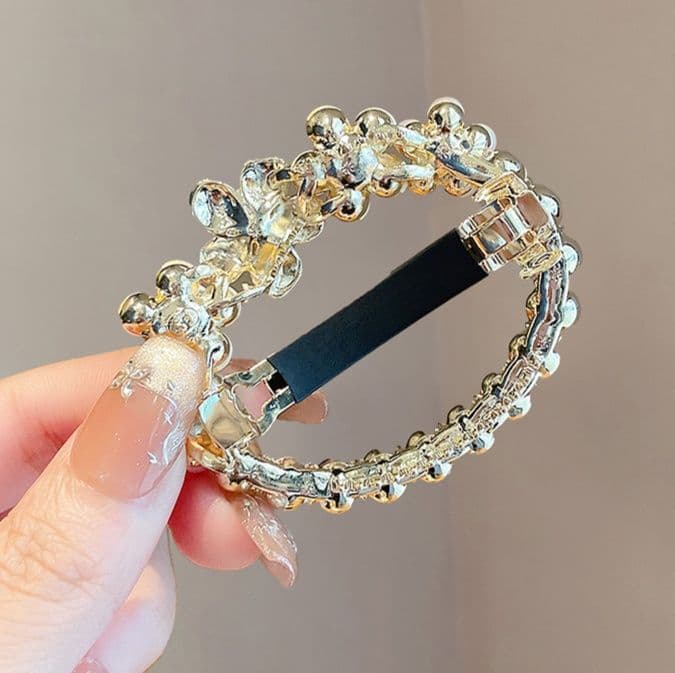 ヘアアクセサリー バレッタ 花園の輝き 丸型バレッタ