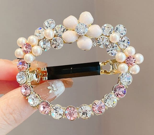 ヘアアクセサリー バレッタ 花園の輝き 丸型バレッタ