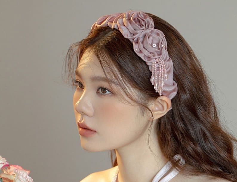 ヘアアクセサリー カチューシャ 優雅な薔薇のしずくカチューシャ