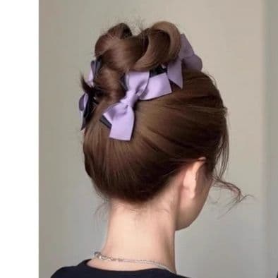 ヘアアクセサリー リボンお団子バレッタ