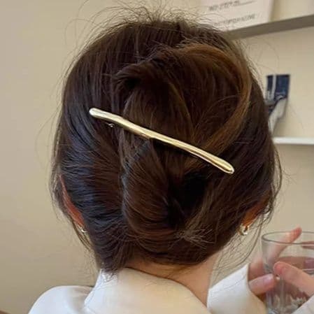 ヘアアクセサリー シンプル細身メタルスティックバレッタ