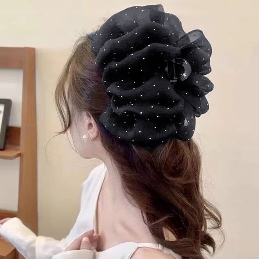 キラキラシュシュ大きめバンスクリップヘアアクセサリー
