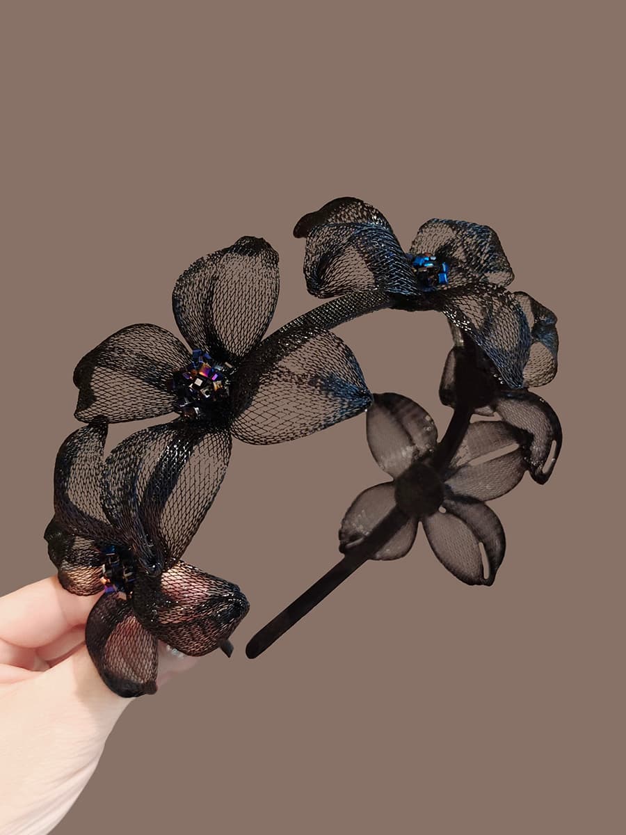 ヘアアクセサリー カチューシャ 花織りメッシュ華やかカチューシャ
