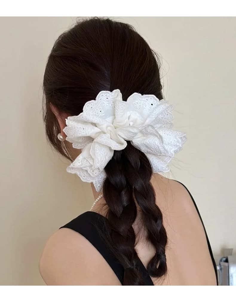 ヘアアクセサリー 花レース飾りお姫様シュシュ
