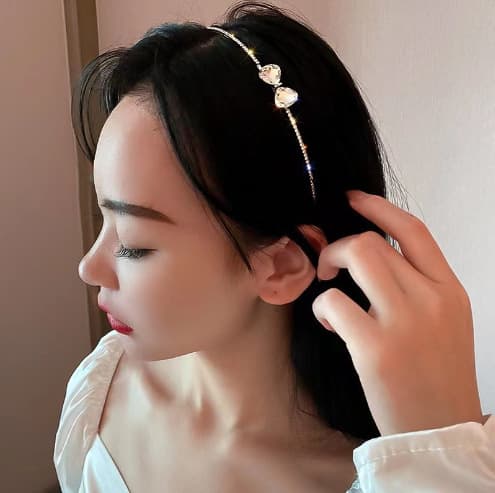 ヘアアクセサリー きらめき二粒リボンカチューシャ