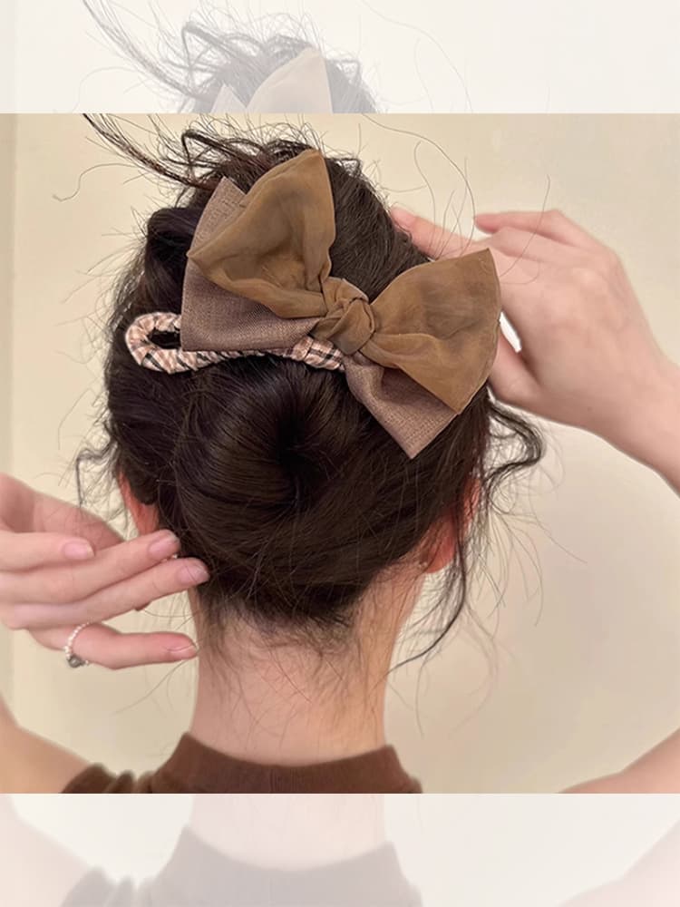 ヘアアクセサリー 上品シフォンリボンバレッタ
