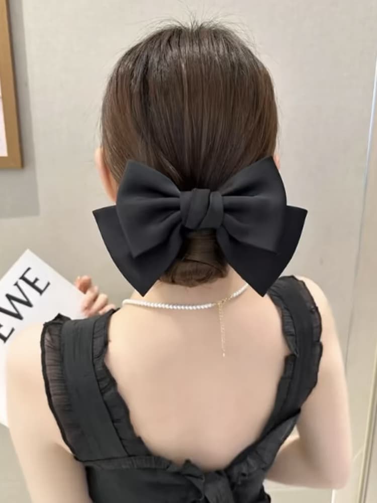 ヘアアクセサリー シュシュ 優雅なリボン型髪飾り
