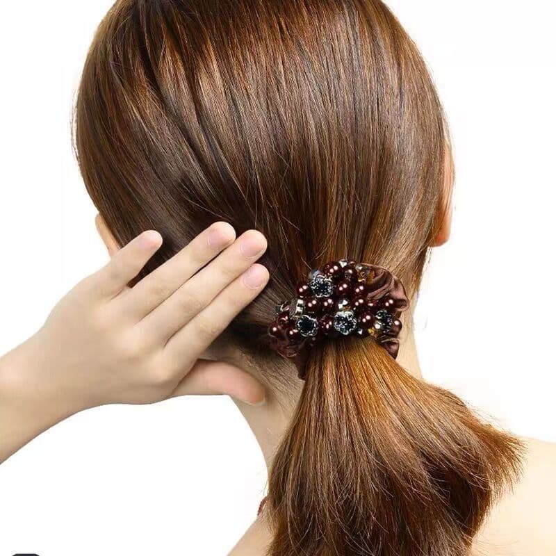 ヘアアクセサリー シュシュ 宝石の輝き