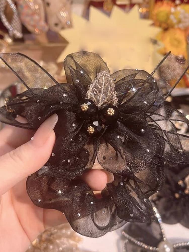 ヘアアクセサリー シュシュ 花びら輝きシュシュ