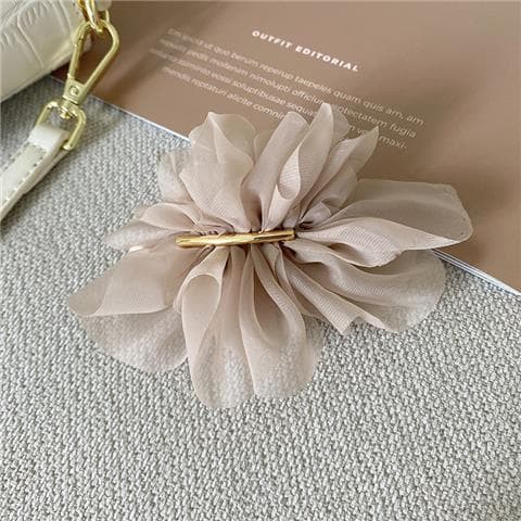 ヘアアクセサリー シフォン花びら華やかバレッタ
