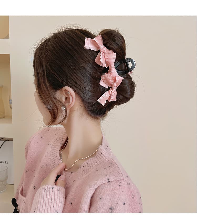 ヘアアクセサリー リボンお団子バレッタ