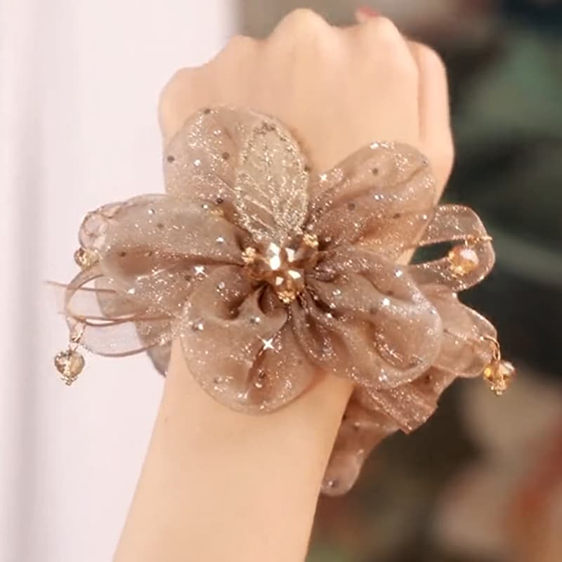 ヘアアクセサリー シュシュ 花びら輝きシュシュ