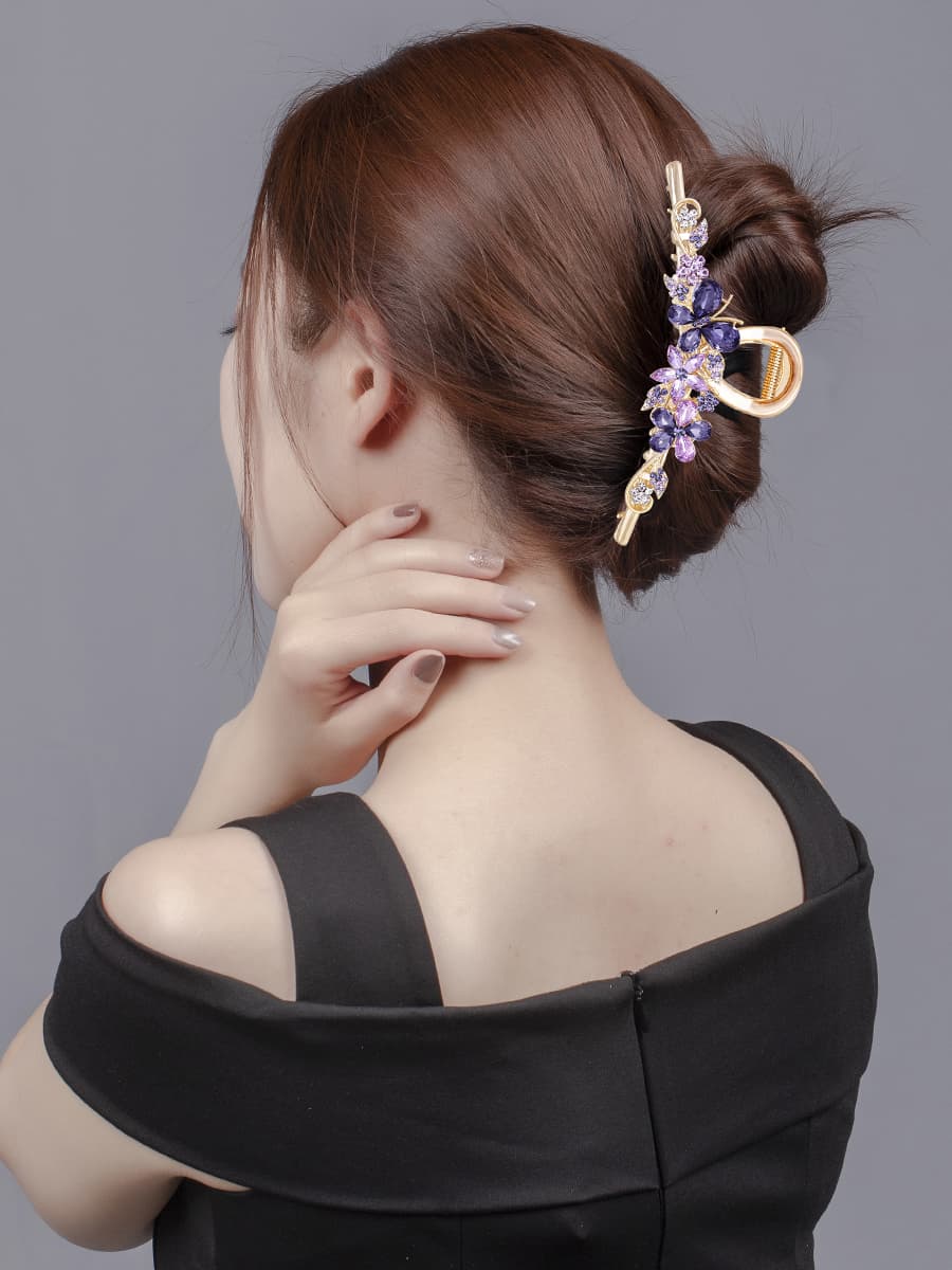 ヘアアクセサリー バレッタ 華やか花びら輝き 上品バレッタ