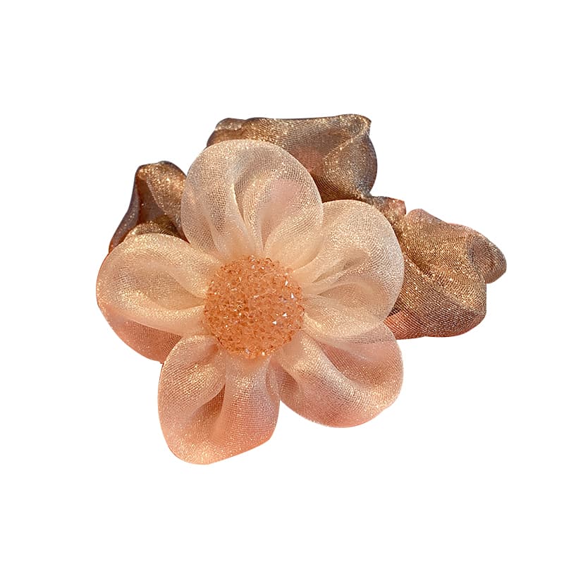 ヘアアクセサリー シュシュ 花びら輝くお花シュシュ