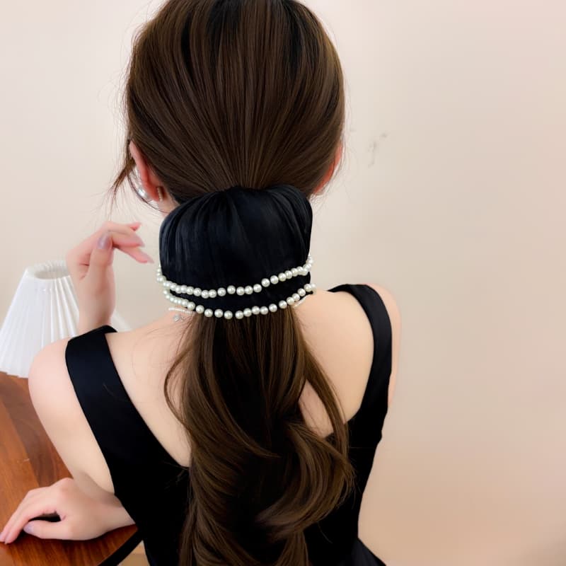 ヘアアクセサリー シュシュ 真珠の輝き