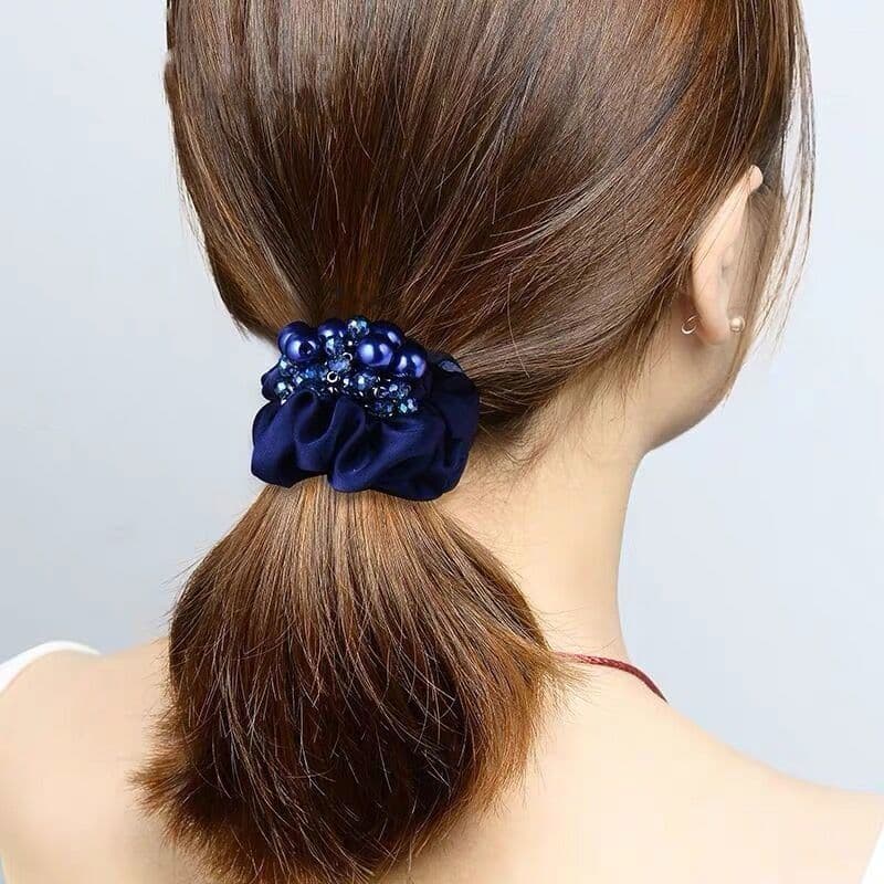 ヘアアクセサリー シュシュ 宝石の輝き