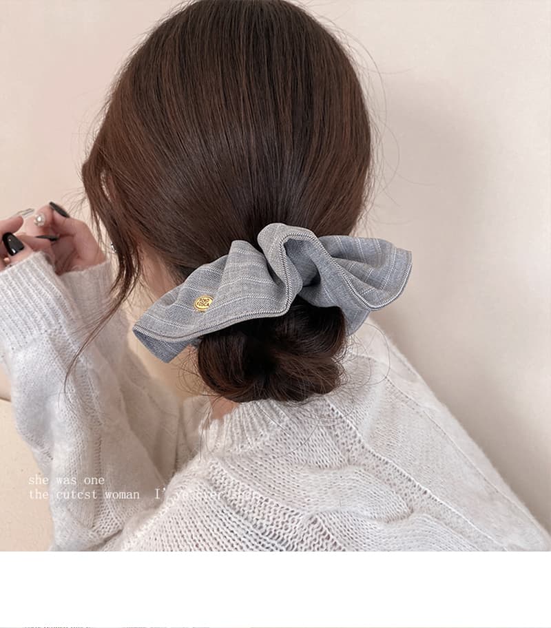 ヘアアクセサリー リボン飾り麻調シュシュ