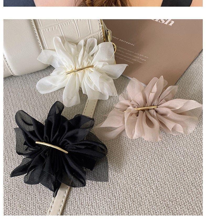 ヘアアクセサリー シフォン花びら華やかバレッタ