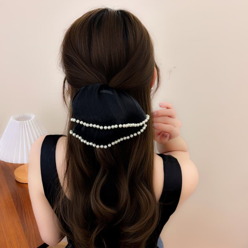 ヘアアクセサリー シュシュ 真珠の輝き