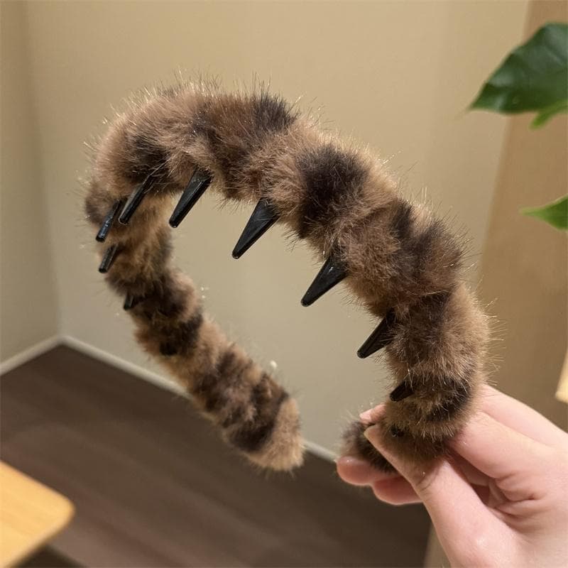 ヘアアクセサリー カチューシャ ふわもこ豹柄