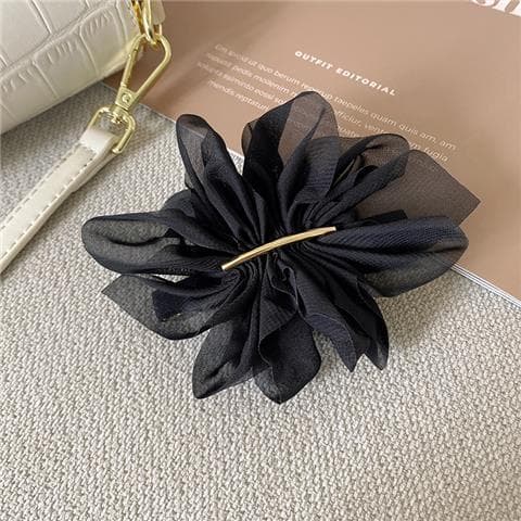 ヘアアクセサリー シフォン花びら華やかバレッタ