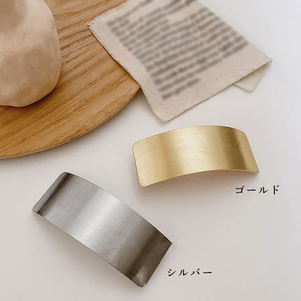  大きめメタルバレッタ シュシュ風ヘアクリップ上品髪留め