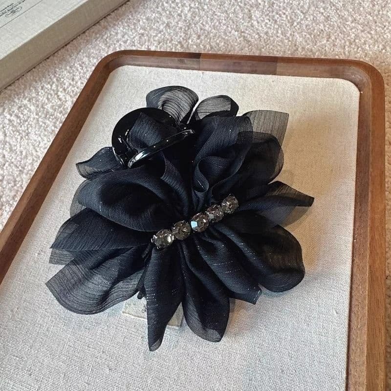 ヘアアクセサリー 華やか花びらシフォンバレッタ