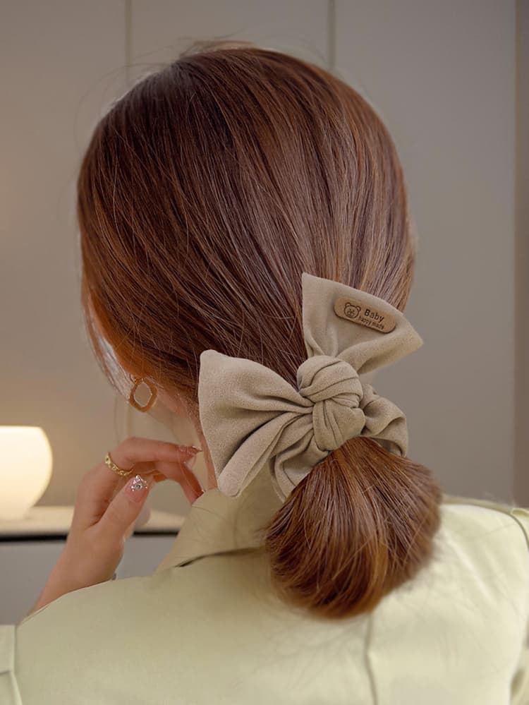 ヘアアクセサリー シュシュ 蝶結びリボン