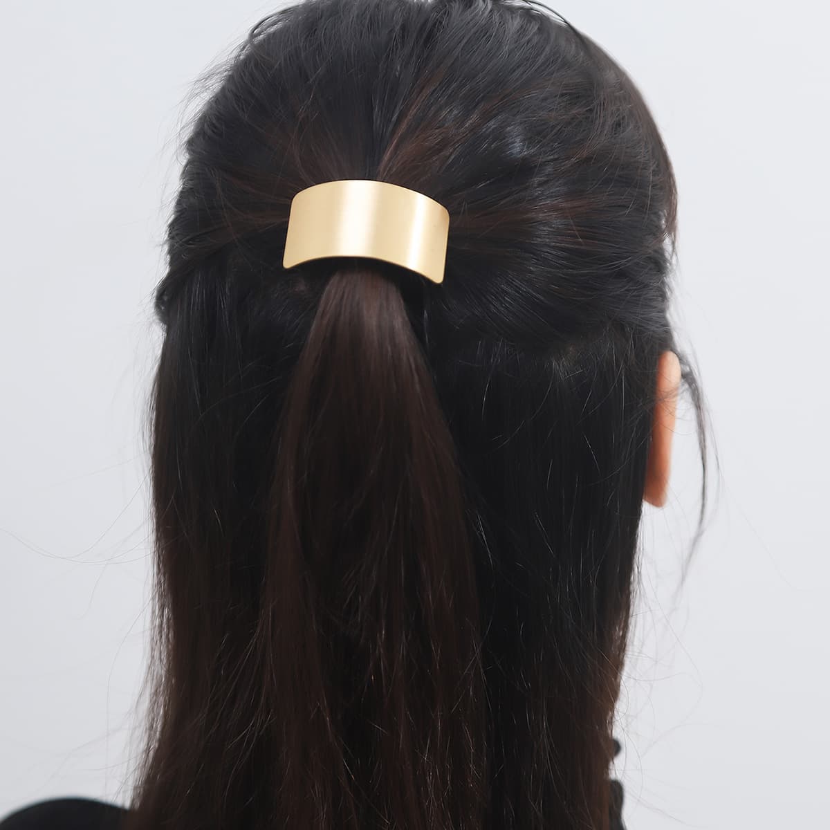 ヘアアクセサリー 金属製カーブプレートバレッタ