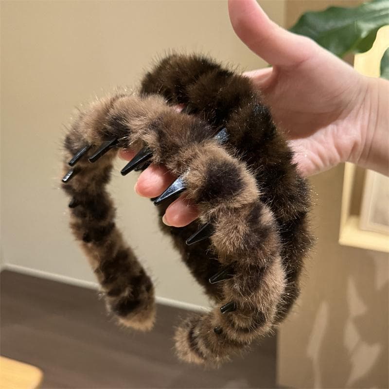 ヘアアクセサリー カチューシャ ふわもこ豹柄